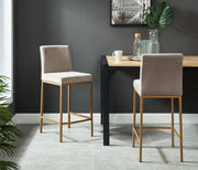 Diego 26'' Counter Stool, set of 2, in Grey with Gold Legs